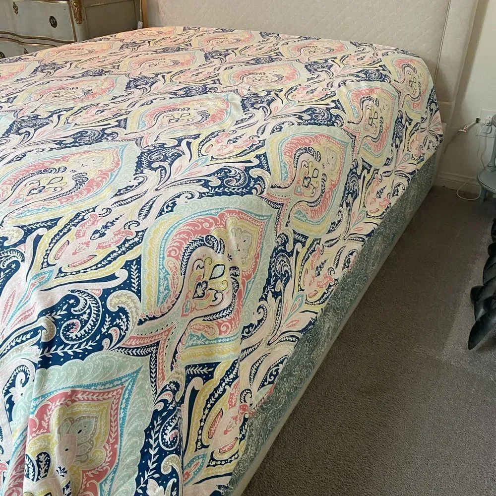 Bohemian Paisley Quilt in Blue, Pink, and Yellow Tahari Home
